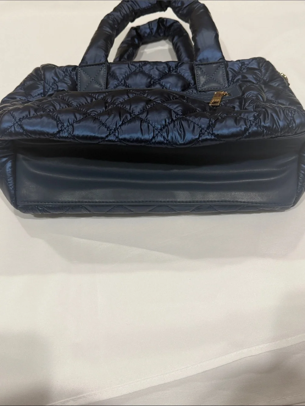Quilted Puffer Satchel Handbag - Black